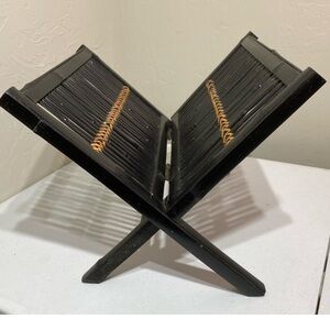 Vintage Bamboo Folding Magazine Rack Record Albums